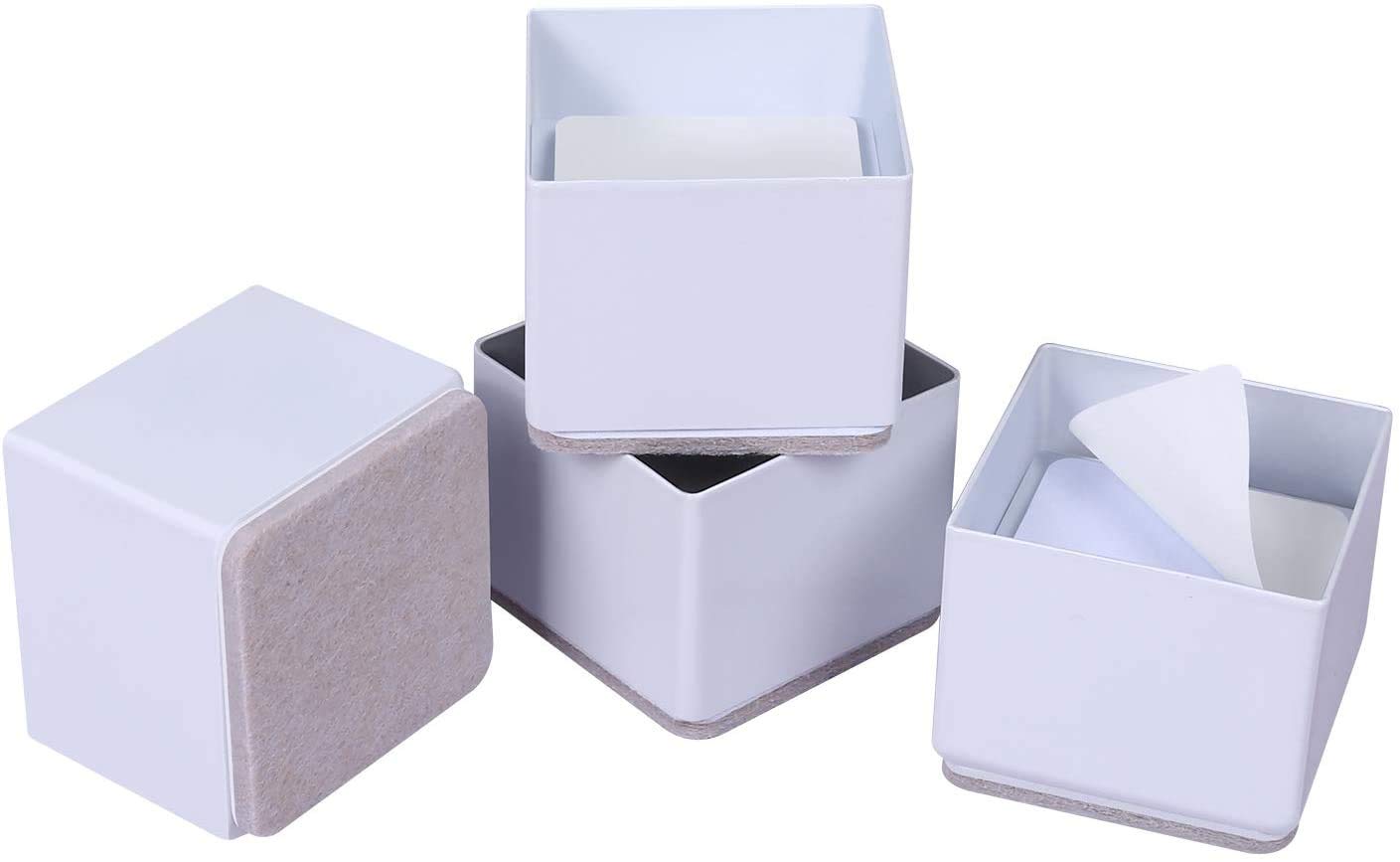 Ezprotekt Bed Risers Heavy Duty Furniture Risers for Sofa Table Couch Lift Height of 1.2 Inches, Bottom Pad Protect Floors, Solid Steel Offer Strong Support, Set of 4 Square White — image 1