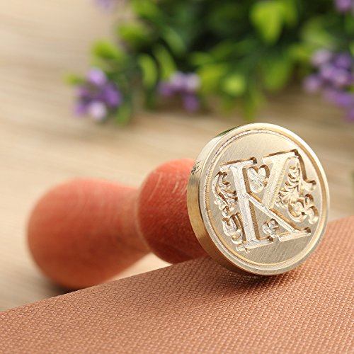 Seal Wax Kit,PUQU Vintage Initial Letters A-Z Alphabet Wax Badge Seal Stamp Kit Wax Set Tool Gift(K)