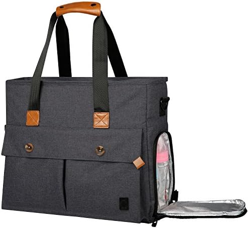Ferlin Large Capacity Baby Diaper Bag Backpack Organizer with Stroller Straps and Changing Pad for Mom &amp; Dad (Darkgray-0729)