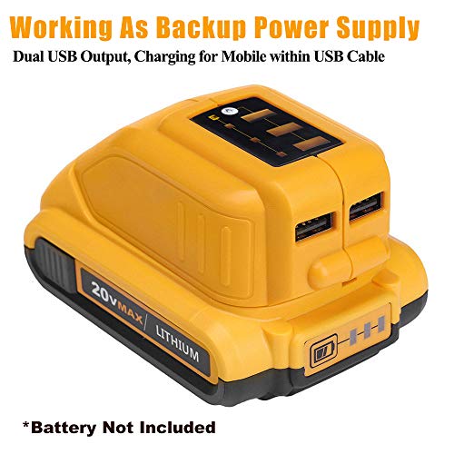 12V/20V Max 2 Port USB Power Source Compatible with Dewalt DCB090 Converters Dewalt USB charger Adapter for Lithium Battery - Thumbnail 6