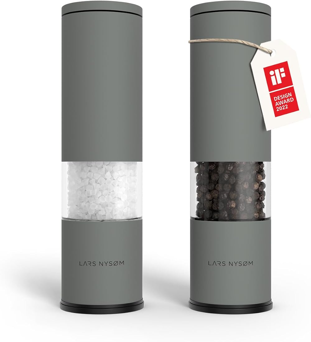 LARS NYSØM Salt and Pepper Grinder Set Stainless Steel with Adjustable Ceramic