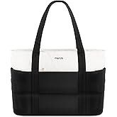 MOSISO Laptop Tote Bag for Women, Puffy Quilted Lightweight Work Tote Bag with Laptop Compartment & Trolley Belt, 15.6 inch Large Capacity Handbag Shoulder Bag for Teacher, Work, Office, Nurse, Black