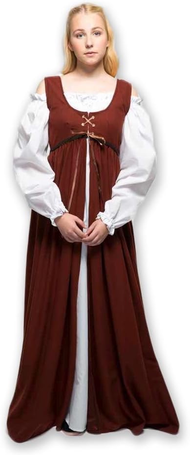 Artemisia Designs Medieval Dress Renaissance Peasant Gown w White Chemise 2 Pc Costume Renfaire