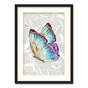 Black Paper Framed Canvas Wall Art for Living Room, Bedroom Animals or Plants Pop Up Vintage Newspaper Backgroud Canvas Prints for Home Decoration Ready to Hanging - 23x31 inches