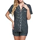 Ekouaer Sleepwear Women's Short Pajama Set Sexy Lingerie Satin Cami Set XS