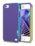 LoHi Case for iPhone 5s/5/Se, [Extra Front Raised Lip] Hybrid Impact 3 Color Shockproof Rugged Soft TPU Hard PC Bumper Cover - Purple