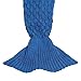 AmyHomie Mermaid Tail Blanket for Adults, Crochet Mermaid Blanket for Women Soft All Seasons Sleeping Blankets for Teen Girls (ScaleBlue,Adults)