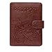 Passport Holder Leather Travel Wallet - RFID Blocking Passport Cover with Magnetic Button for Women Men By Talent (Brown - Map)