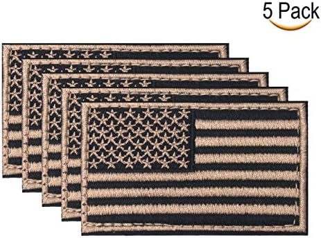 Tactical USA (American) Flag Patches Military Embroidery Morale Armband 5 Pieces Attached to the Hats, Bags,Backpacks and Jackets with the Velcro(Isabelline)