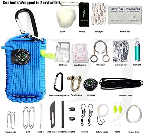 29 in one 550 Paracord Grenade Emergency Kit - Your Survival Pack Has an Upgraded Military Grade Carabiner Snap Hook Is Stuffed with Tools