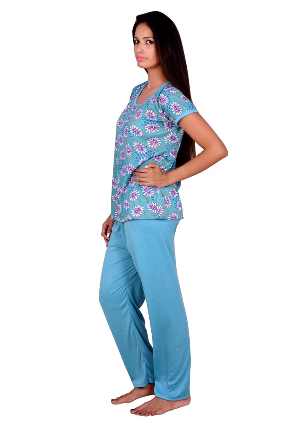 kanika women cotton top & payjama set-blue