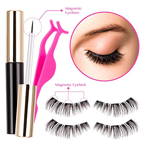 Professional Magnetic Eyeliner and Lashes Kit - 2 Pairs - Magnetic Eyeliner to Use with Magnetic Lashes - Natural Look - With Applicator - Thumbnail 5