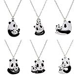 PinkSheep Mother's Love Panda Bear Pendant Necklace, 6 PCS, Love Gifts
