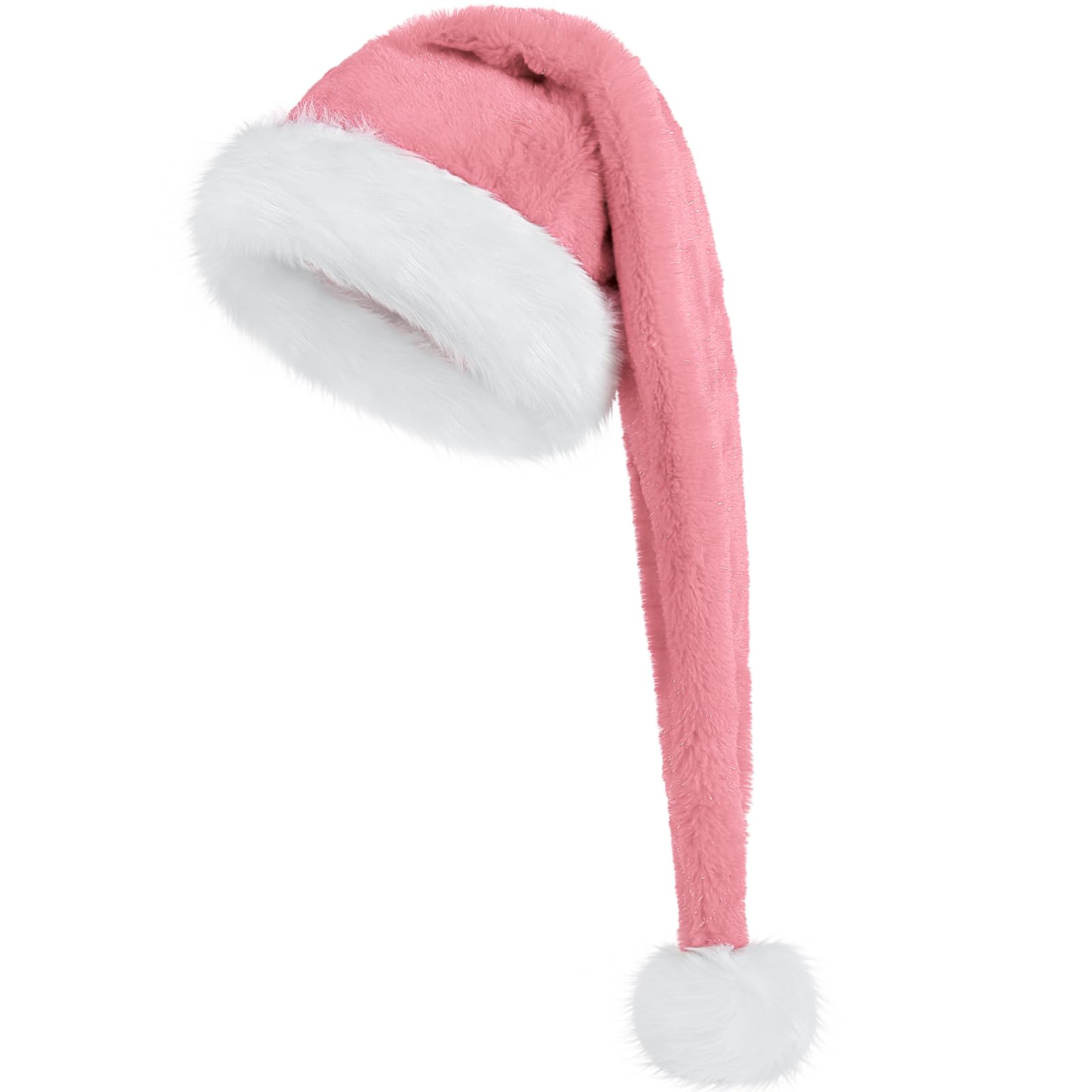 CITÉTOILE Glitter Silk Santa Hat for Adults - Double Lined Luxury Velvet, Pink — image 1