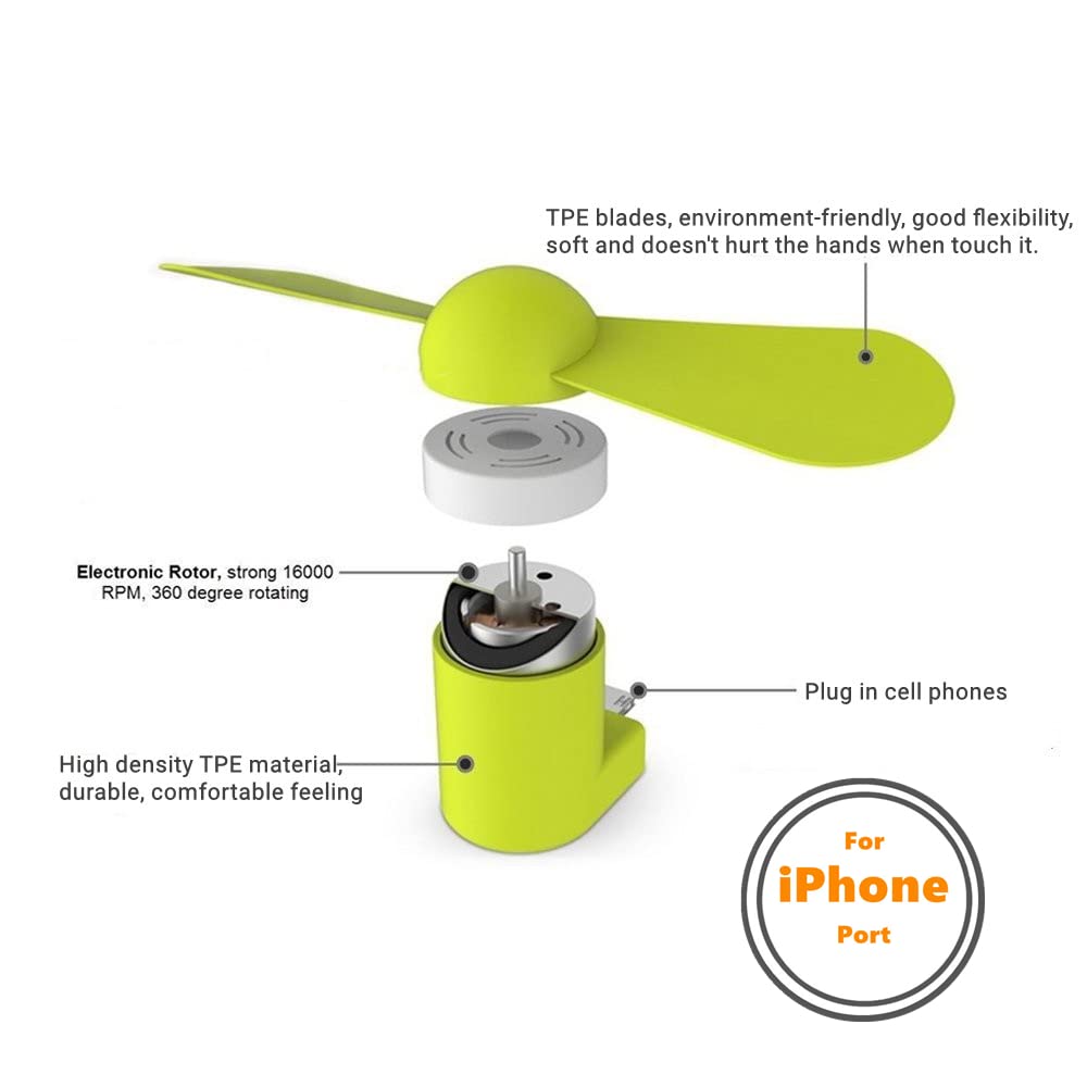 YUNLOVXEE Cell Phone Fan for iPhone - 4 Pack Personal Mini USB Fan Plug in Mobile Phones, Small Portable Pocket Cellphone Fan for iPhone 14 13 12 11 10 9 Plus Pro Max iPad