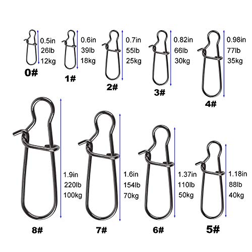 Angeln Lock Snaps-100stk Angehaken Lock Snaps zum Angeln Süßwasser-Salzwasser-Ringe Connector,Einhänger zum Spinnfischen… – Bild 5