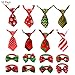 PUPTECK Christmas Dog Ties 16 Pack - Adjustable Small Pet Bow Tie Neckties for Puppy Cat Festival Collar Accessories