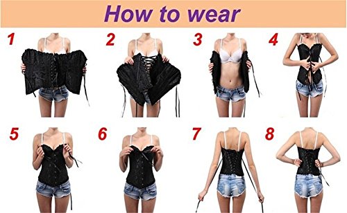 Dingang-Womens-Satin-Lace-up-Overbust-Corset-Bustier-Plus-Size