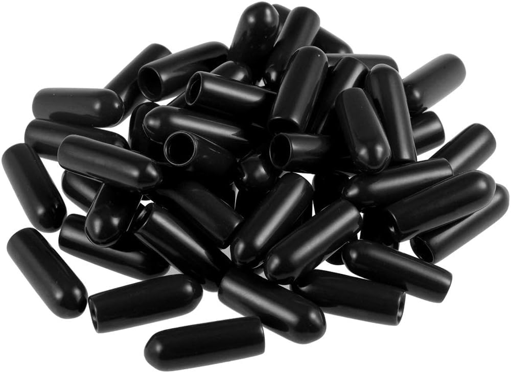MACHSWON 50pcs Rubber End Caps 4mm ID, Vinyl Round End Cap Cover Screw Thread Protectors Tube Bolt Cap for protection of Screws Tubes Cables Wires, etc — image 1