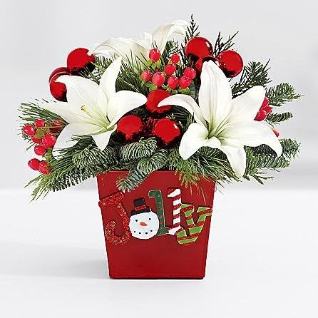 Holly Jolly Centerpiece - 2017 Christmas Flowers - Christmas Gift Ideas - Christmas Plant - Christmas tree - Christmas Gifts for Mom &amp; Dad - Christmas Baskets