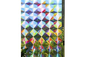 Rainbow Symphony – Rainbow Suncatcher Window Film, Diffraction Window Film, Stained Glass Window Cling, Holographic Prismatic Film, Radial Pattern, 24" x 36", Made in USA