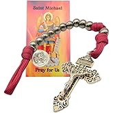Westmon Works St Michael Rosary Chaplet Set Durable Paracord with Hematite Beads and Crucifix with a Saint Prayer Card
