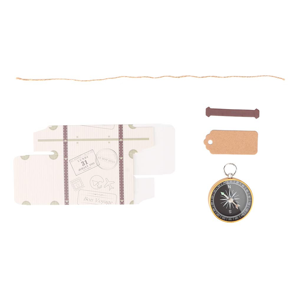20Pcs Wedding Gift Box Candy Boxes with Compass and Kraft Tags for Travel Wedding Favors Decoration(Golden)