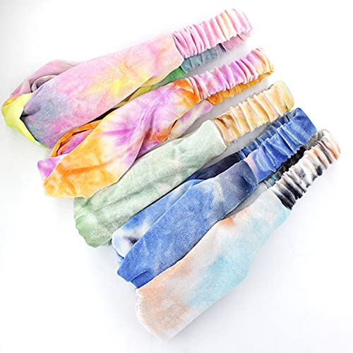 Set of 6 Women\'s Yoga Sport Athletic Headband for Running Sports Travel Fitness Elastic Cross Wicking Workout Non Slip Lightweight Multi Velvet Headbands Headscarf fits All Men & Women (Gradient D)