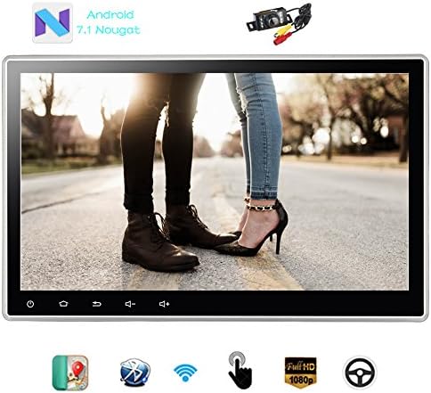 10.1 Inch Universal 2 Din Car DVD Player Quad-core Android 7.1 GPS Navigation Car Stereo Audio Radio 1080P Video Player Built in Wi-Fi Bluetooth AM/FM/RDS Steering Wheel 2G RAM /16G ROM + Rear Camera