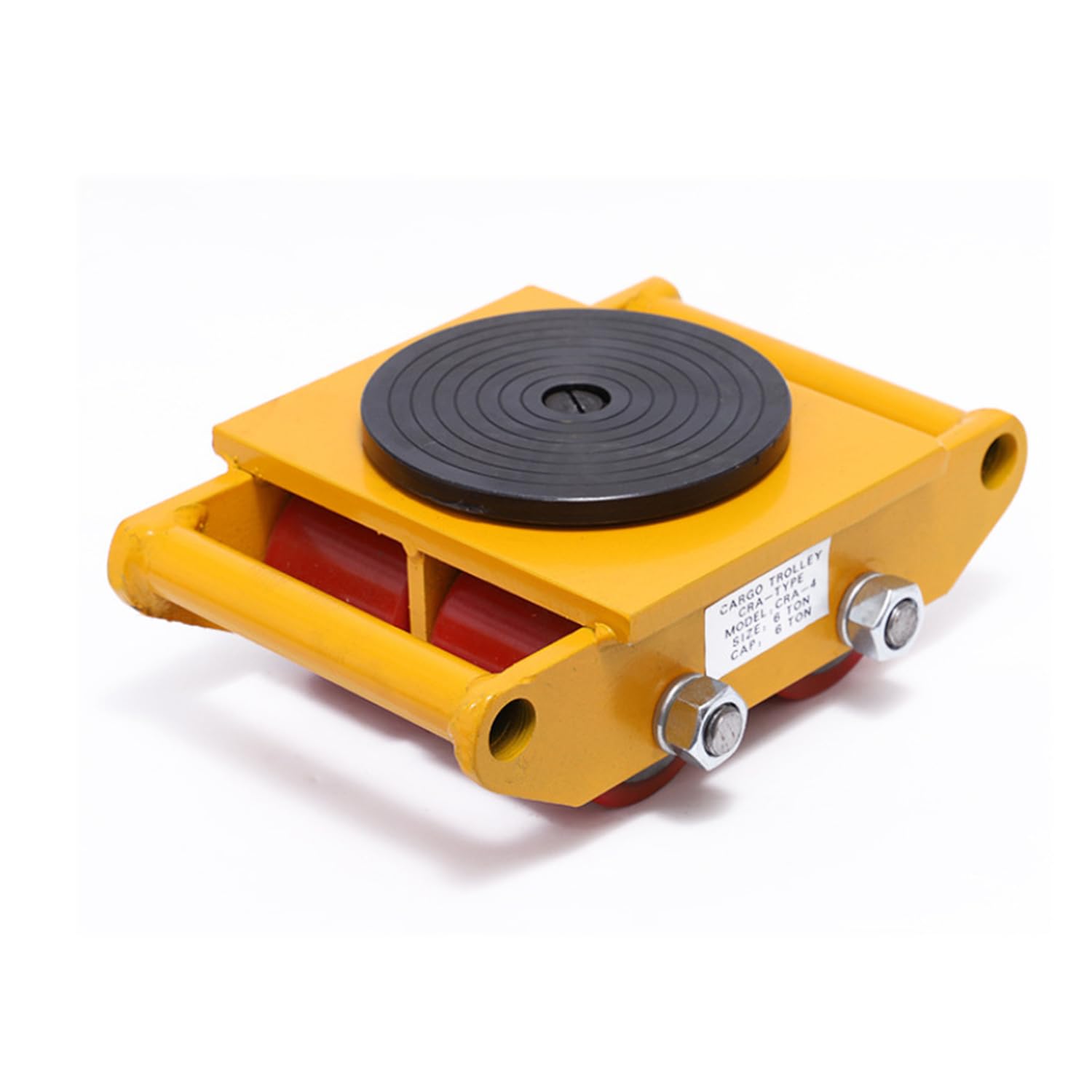 tonchean Machinery Skate Dolly 13,200 LBS/6T Machinery Mover 360° Rotation Machine Moving Skates with 4 Wheels and Steel Rollers Cap for Warehouse Industrial Moving Equipment Factory, Yellow
