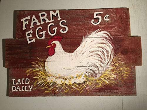 Evan332Eddie Chicken Egg sign Printing 10x16 Rustic wood You Choose WordsHand Printed Country sign HensRoostersFarm sign Chicken Coop sign