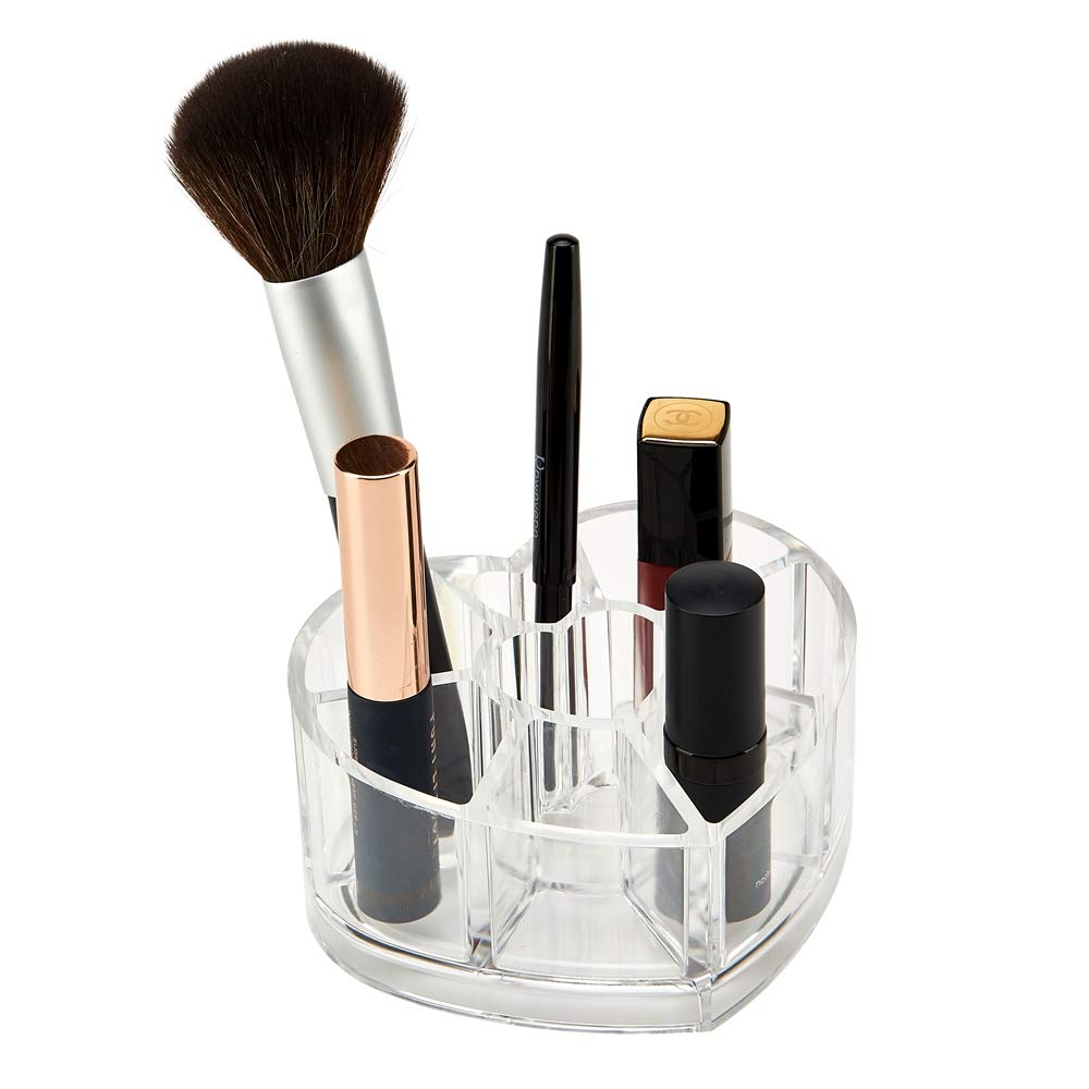 Arcylic Makeup Organiser Brush Holder Cosmetic Storage Box Heart Shape Lipstick Organiser Clear Cosmetic Container Make up Organiser Holder