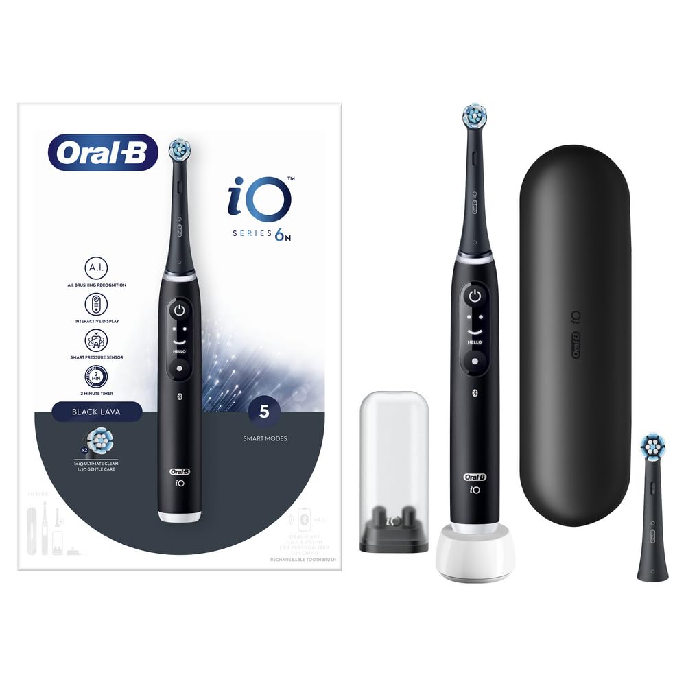 Oral-B iO 6N Elektrische Zahnbürste, Schwarz, Reiseetui