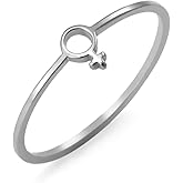 JESMING Minimalist Gender Symbol Ring Hollow Out Stainless Steel Jewelry Delicate Everyday Statement Accessories Gold, Silver Size 7-11 Rings for Women (Silver, 11)