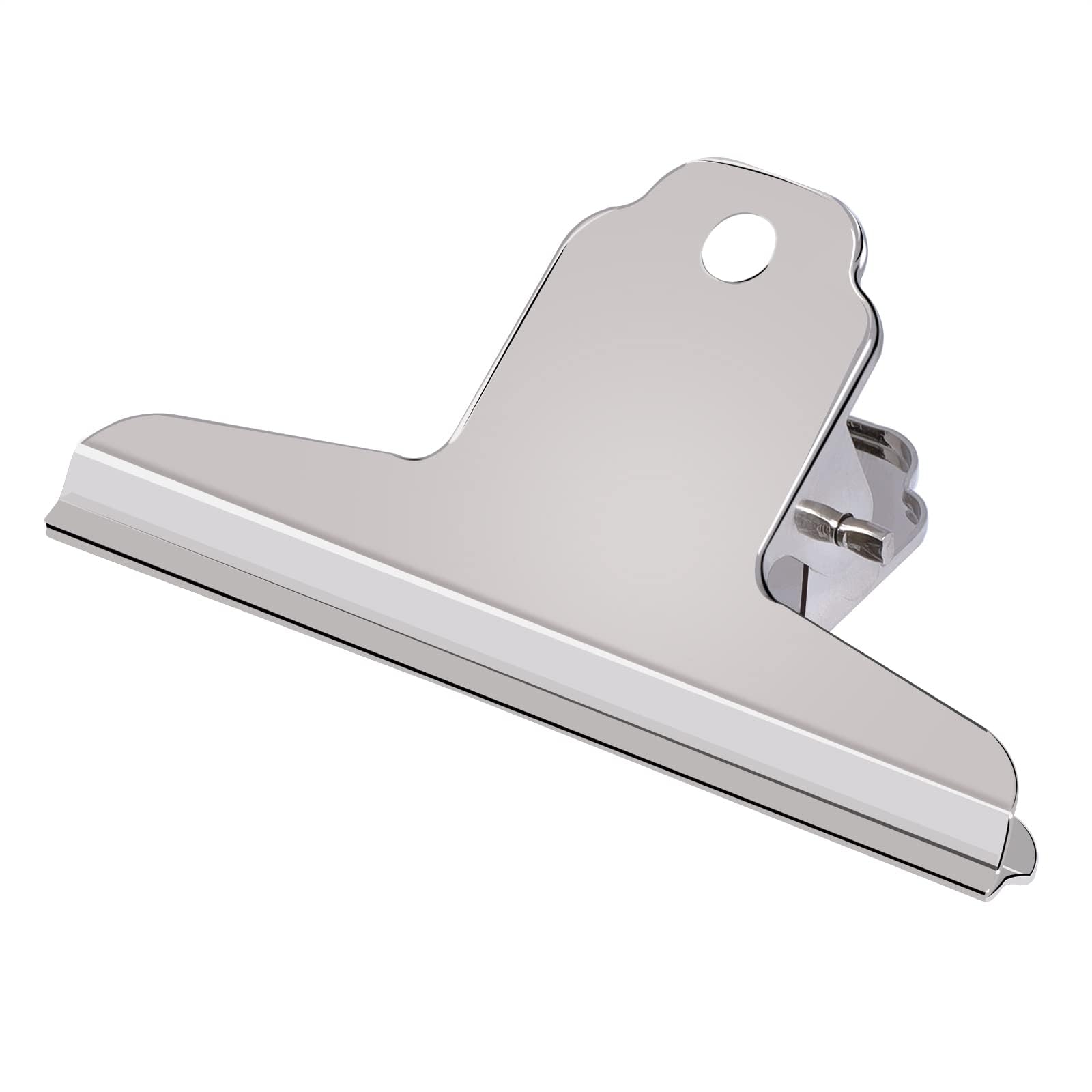 GUOKOFF 12 Pack Large Bulldog Clips, 4 Inch / 100mm Metal Binder Clips, Large Hinge Clip, Silver Stainless Steel Paper Binder Clip for Office School