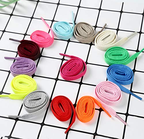 43" 16 Pairs-16 Different Colors Premium Flat Sneakers Shoelaces Shoe Tie Replacement - Colorful Fashion Dress Shoe Laces Strings Fastener for Sports Hiking Skates Boots - for Both Kids and Adults - Thumbnail 2