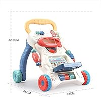 BPFQAH Multifunctional Baby Activity Walker,Toddler Anti-Rollover Trolley and Electronic Educational Toy with Music and Sounds(White)