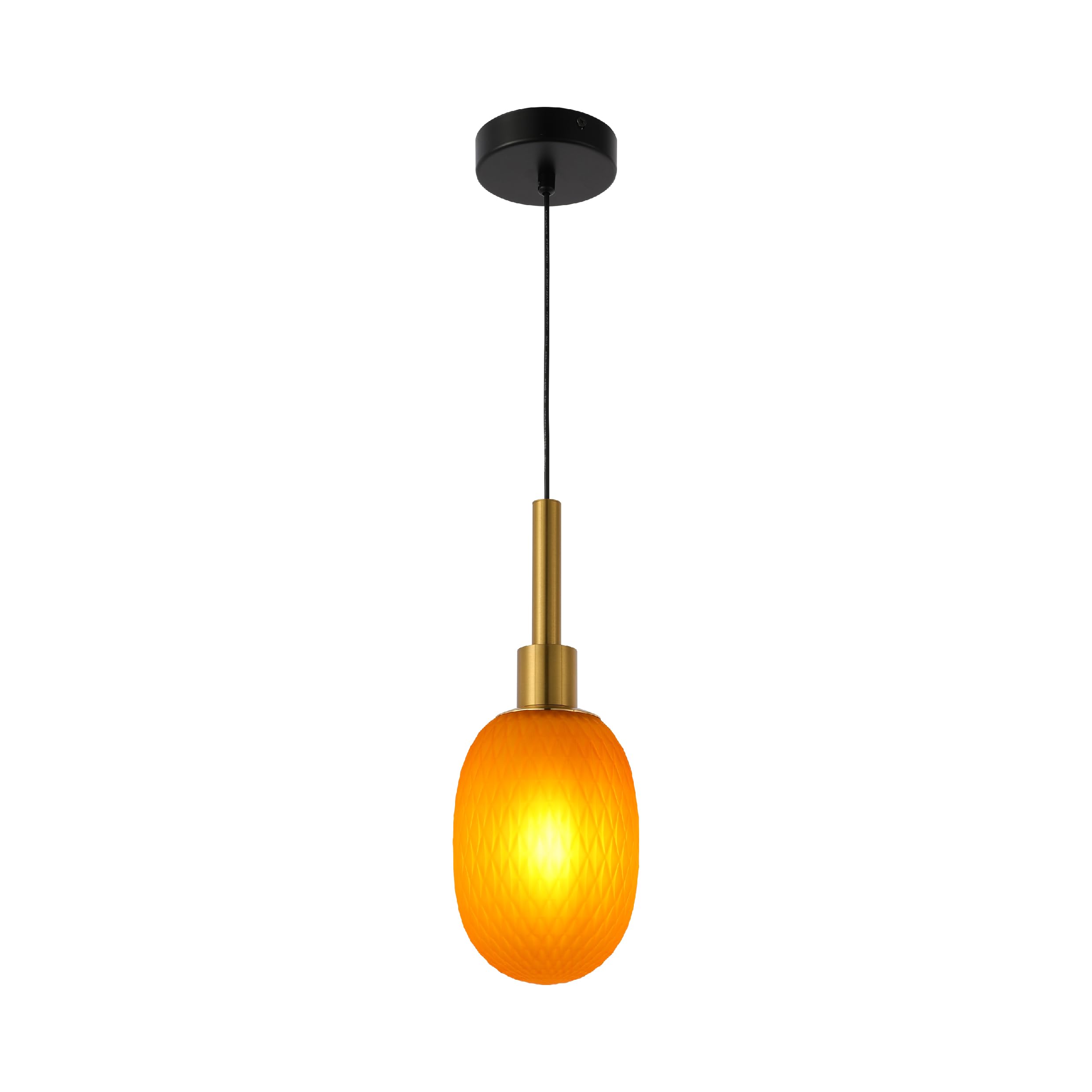TEKLED Opalescent Ellipsoid Pendant Light with Gold Detail | E14 Fitting | Decorative Lighting Ceiling Light | Living Rooms Kitchens Bars Coffee Shops Restaurants | Small/Amber (Bulb not Included)