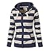 WANGSCANIS Women Plain Zipper Spring Hoodie Striped Hooded Jacket