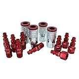ColorFit by Milton Coupler & Plug Kit - (M-Style, Red) - 1/4" NPT, (14-Piece)