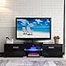 NewRetailGlobal High Gloss TV Stand Console Black Unit Cabinet with LED Light Shelves 2 Drawers Console