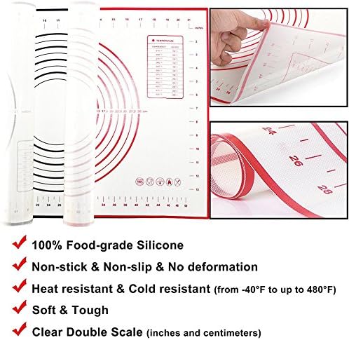 Tapis de Cuisson Patisserie en Silicone Anti-adhésif Réutilisable Baking Mat Fondant Pâte, 100% SANS Bisphénol-A (BPA),avec Mesure, 60 x 40 cm (Rouge+Grattoir Cadeau) - Cuisine A Vivre Tapis de Cuisson Patisserie en Silicone Anti-adhésif Réutilisable Baking Mat Fondant Pâte, 100% SANS Bisphénol-A (BPA),avec Mesure, 60 x 40 cm (Rouge+Grattoir Cadeau)