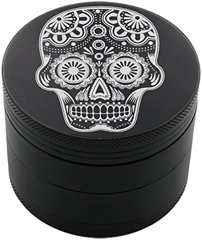Sugar Skull Laser Etched Design 4pcs Large Size Herb Grinder With FREE Scraper Item # ETCH-G012317-229