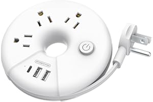 Travel Power Strip, NTONPOWER 3 Outlets 3 USB(1 USB C) Cruise Approved Power Strip, Short Extension Cord 3ft, Travel Essentials for Home, Hotels, Cruise Ship, Vacation, White, i-Donut Power Strip