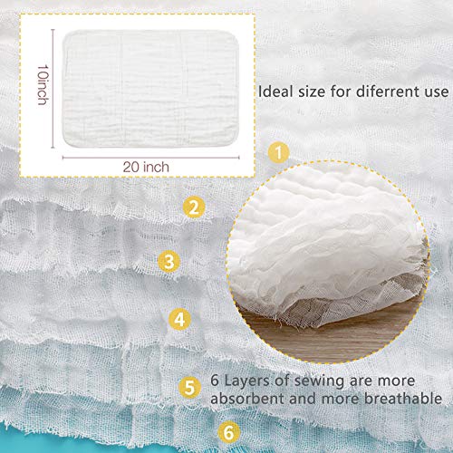 HOPAI Baby Muslin Burp Cloths Muslin Washcloth 4 Pack 6 Layers Large 20" by 10" Baby Burp Cloths of 100% Cotton Extra Absorbent and Soft for Sensitive Skin