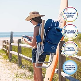 Rio Brands Beach Lace-Up Suspension Folding Beach Chair with Removable Storage Pack 51VWEhtXA7L