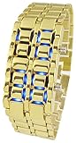 Youyoupifa Men's Stainless Steel Lava Blue LED Digital Bracelet Watch (Gold)