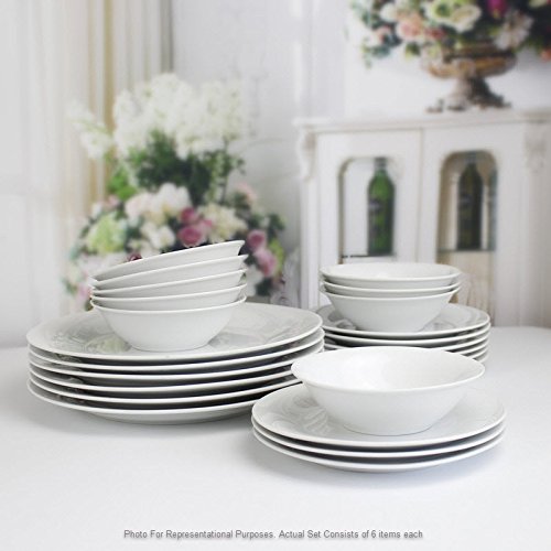 image for Winnsoma Elegante 18-Piece White Porcelain Dinnerware Set, Service For