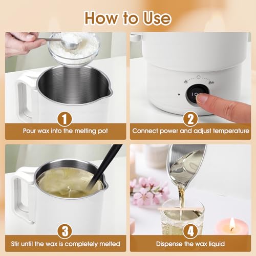 HISUEKIG Wax Melter Electric Candle 800 ml 600 W, Candle Making Kit Melter Wax Candle for Candle Making with 100 Wicks, Thermometer Candle, Mixing Spoon