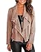 Mafulus Women Autumn Lightweight Jackets Faux Suede Zipper Solid Coat Tops Outwear